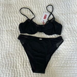 Solid and Striped Black Bikini